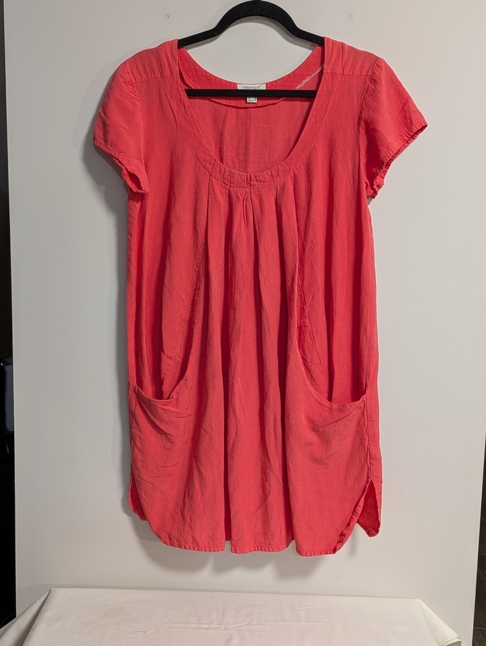 ORIENTIQUE Naturally Australian size S. Rayon Linen Blend Dress Tunnic. Pink.